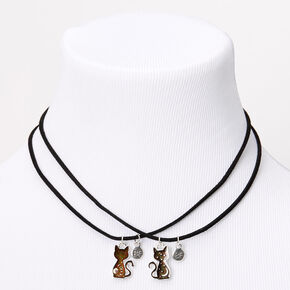 Best Friends Mood Cat Pendant Cord Necklaces - 2 Pack,
