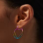 Anodized Rainbow Heart Hoop Earrings,