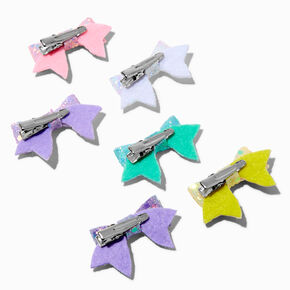 Claire&#39;s Club Pastel Glitter Hair Bow Clips - 6 Pack,