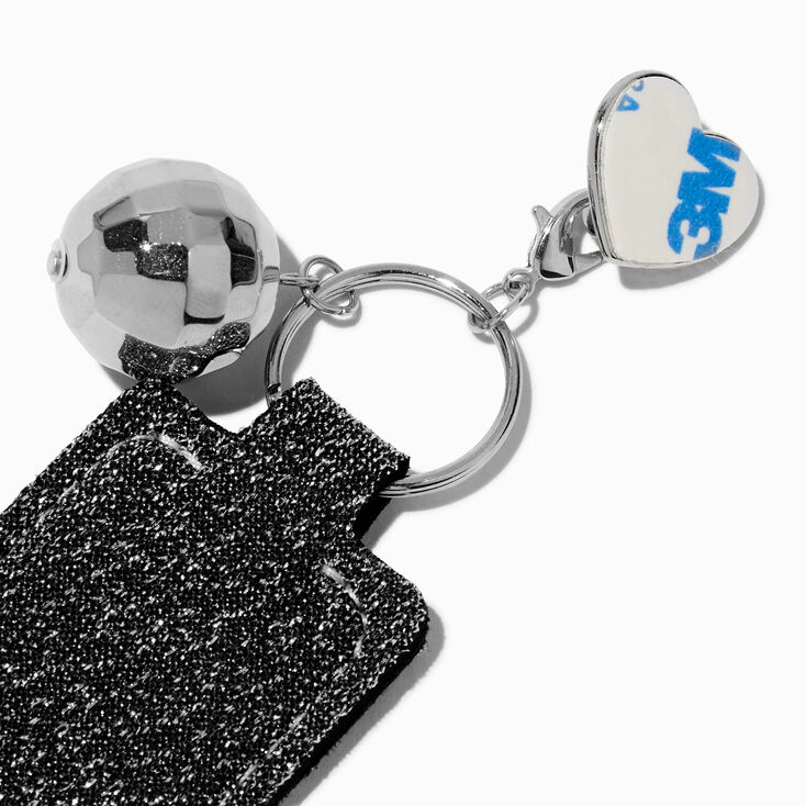 Black Glitter &amp; Disco Ball Lip Balm Holder Sticker Charm,