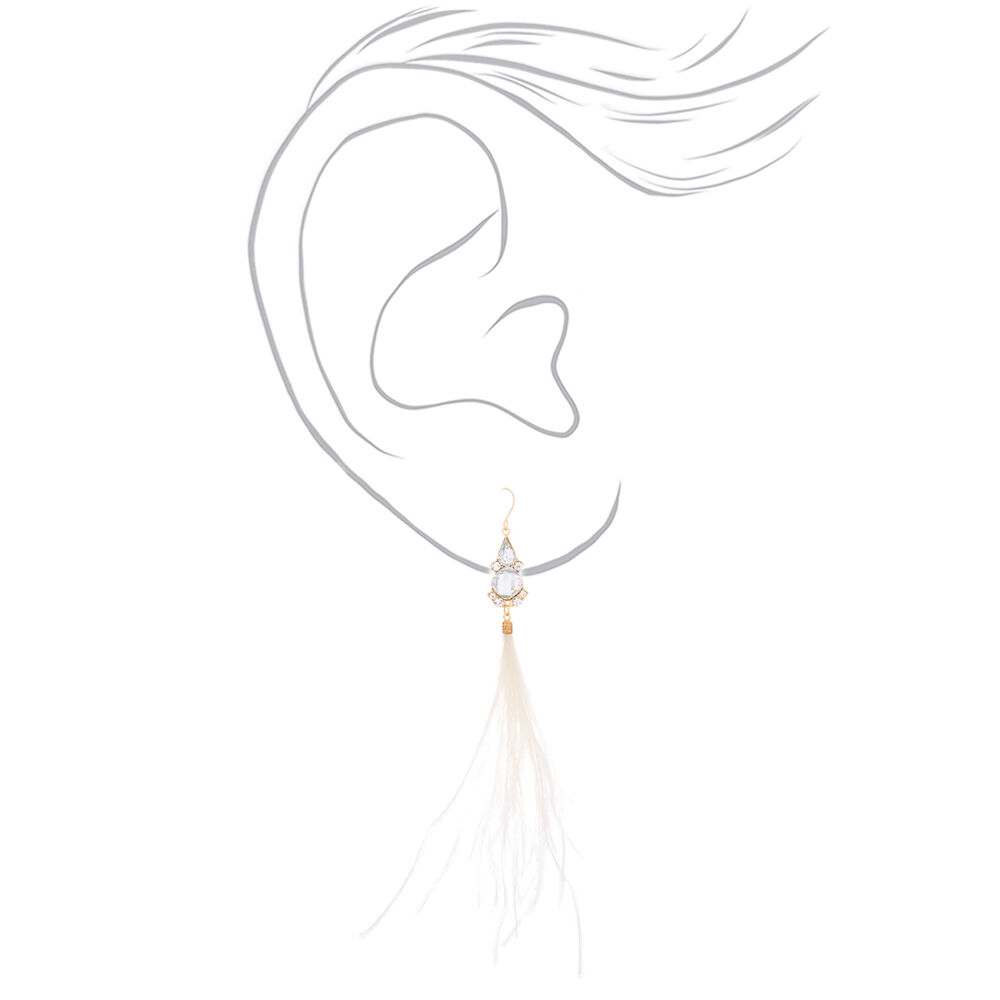 Boucles d'Oreilles Plume 12.7cm - Blanc,