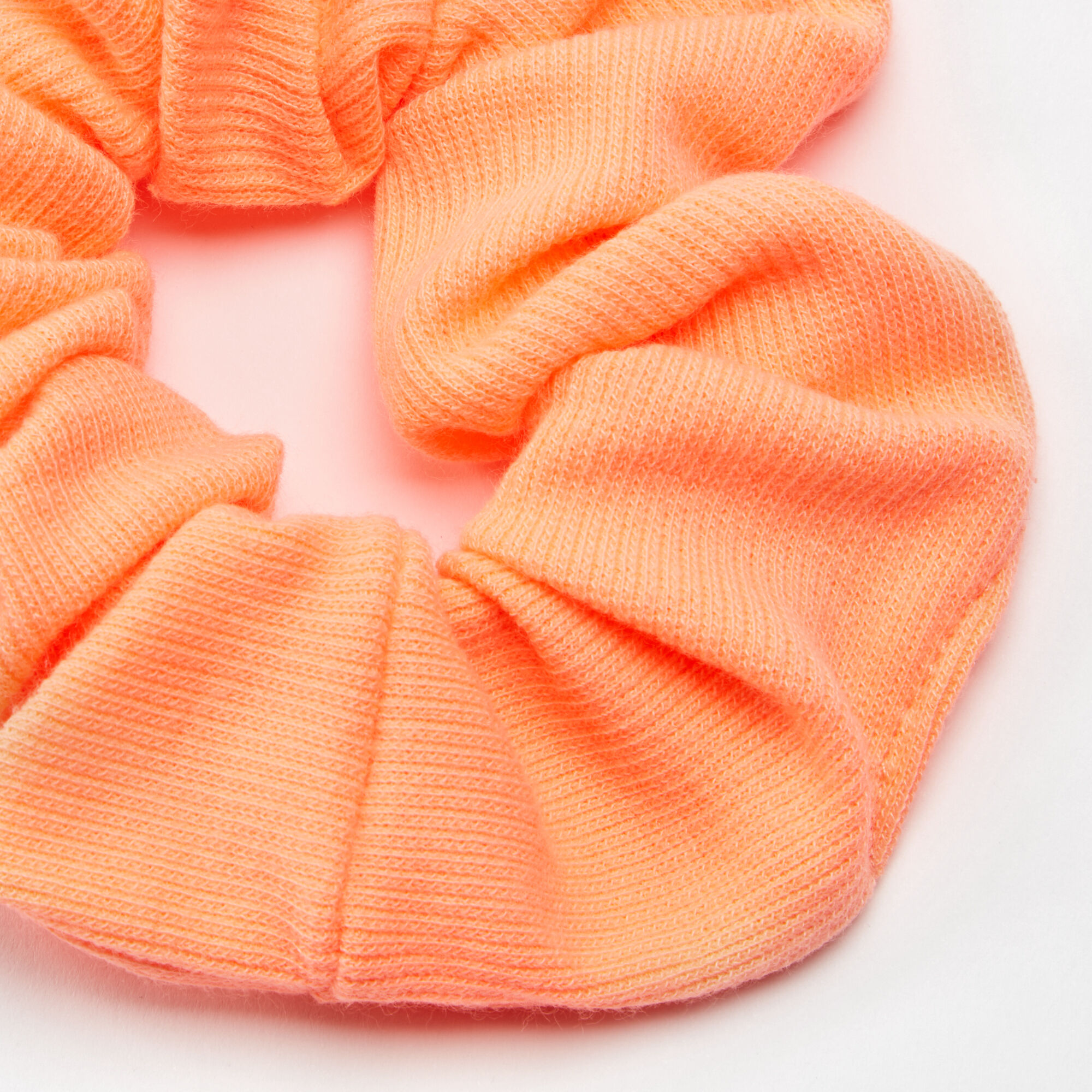 Medium Ribbed Hair Scrunchie - Light Orange,