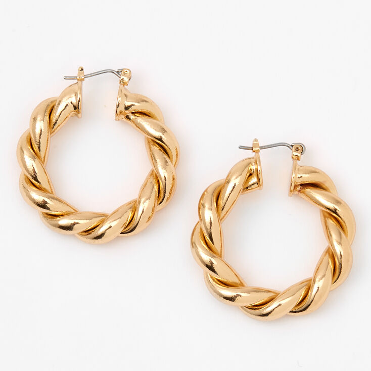 Gold 30MM Twisted Hoop Earrings,