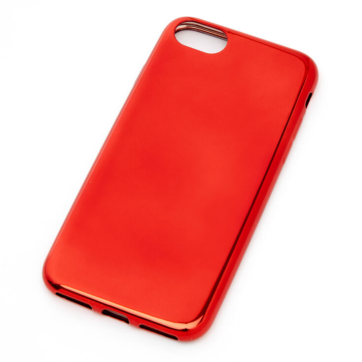 Claire's Coque de portable couleur chromée rouge - Compatible avec iPhone 6/7/8/SE