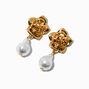 Gold-tone Rose &amp; Pearl Micro Drop Earrings ,