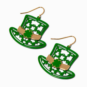 St. Patrick&#39;s Day Leprechaun Top Hat Cut-Out Drop Earrings,