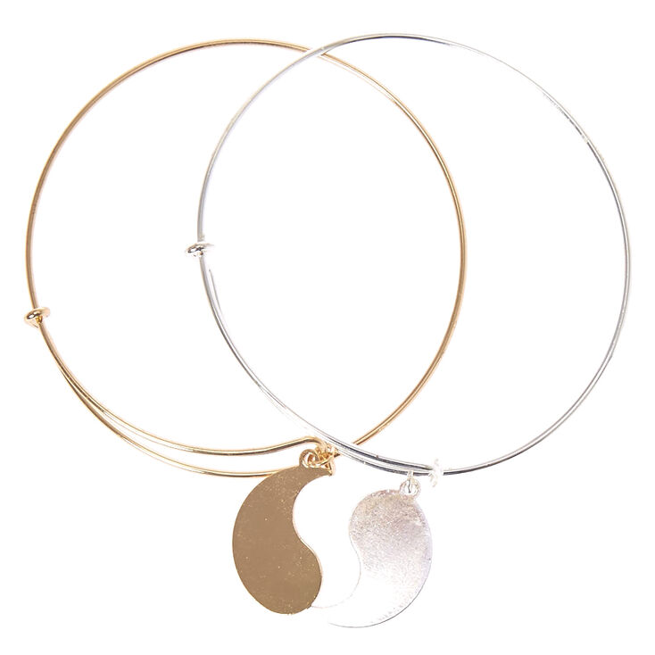 Mixed Metal Yin Yang Bangle Friendship Bracelets 2 Pack