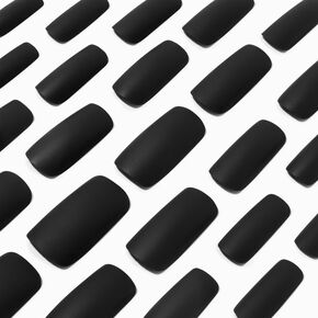 Matte Black Long Square Vegan Faux Nail Set - 24 Pack,