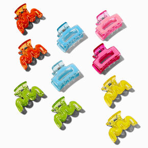 Neon Rectangle &amp; Squiggle Hair Claws - 10 Pack,