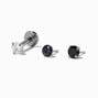 Black Stainless Steel Changeable Stud 16G Threadless Cartilage Earrings - 3 Pack,