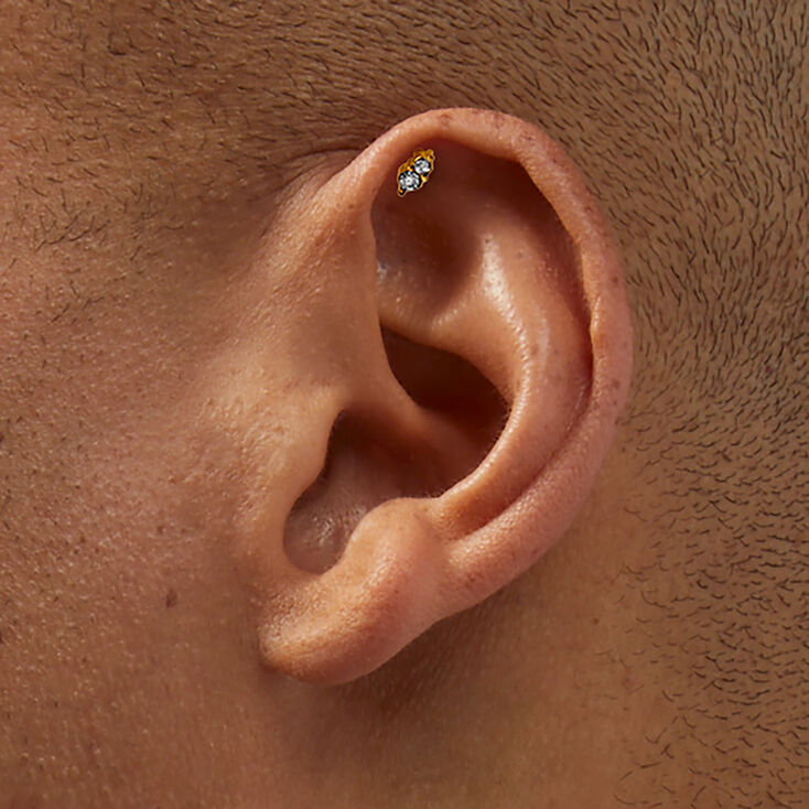 Gold-tone Titanium Cubic Zirconia Changeable 18G Helix Threadless Flat Back Earrings - 5 Pack,