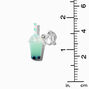 Silver-tone 0.5&quot; Mint Bubble Tea Clip On Drop Earrings,