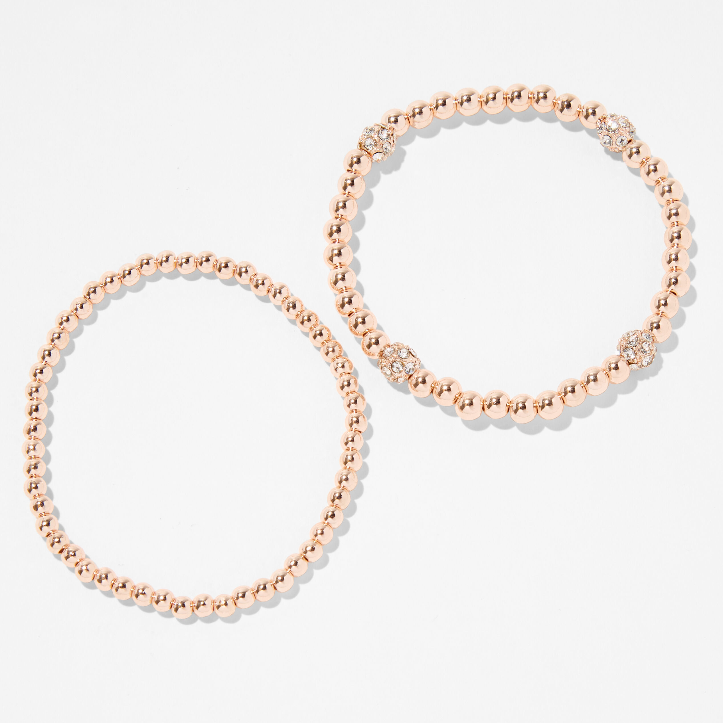 Rose Gold Fireballl Stretch Bracelets (2 Pack),