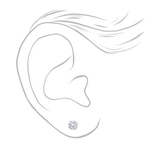 Stainless Steel 5mm Cubic Zirconia Studs Ear Piercing Kit with Ear Care Solution,