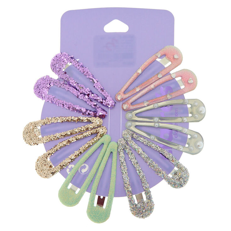 Pastel Pearl Glitter Hair Snap Clips - 12 Pack | Claire's