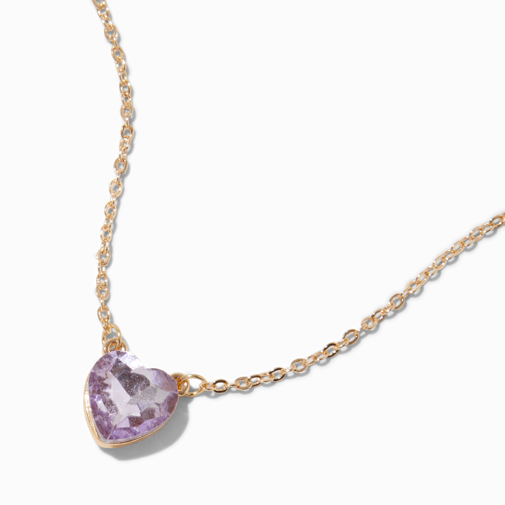 Lilac Faceted Crystal Heart Pendant Necklace,