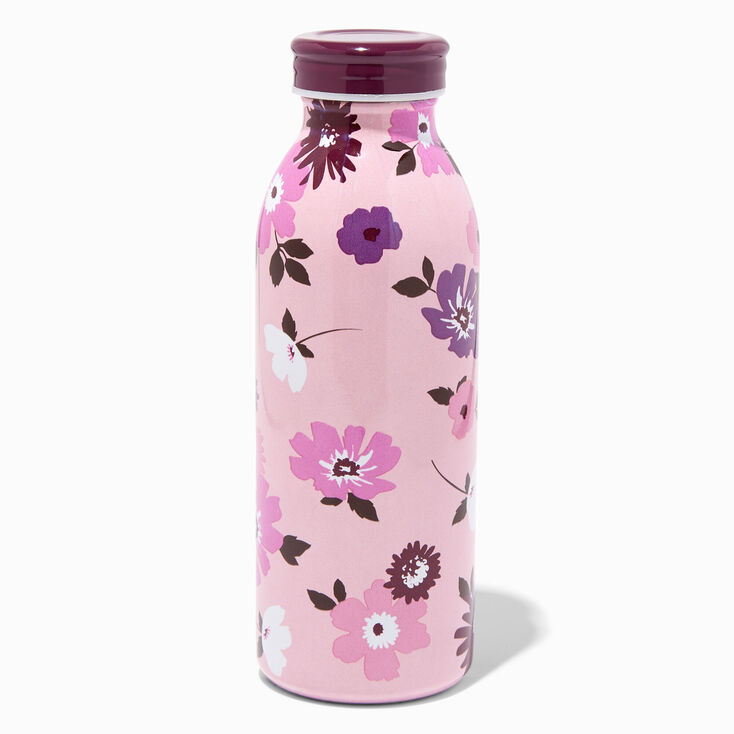Pink And Purple Floral Metal Water Bottle,