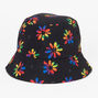 Rainbow Daisy Black Bucket Hat,