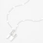 Silver Half Stone Initial Pendant Necklace - N,