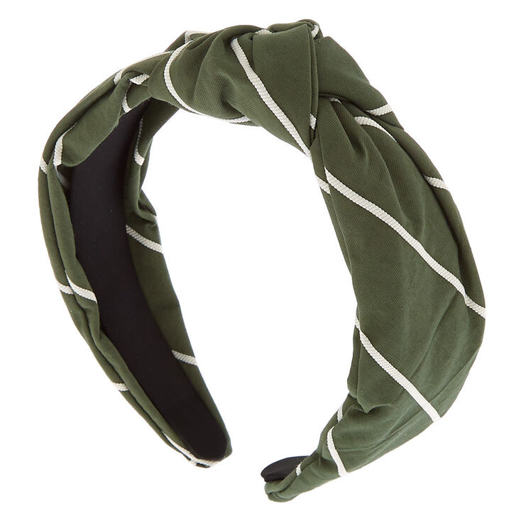 Claire's Serre-tête à nœud à rayures vert olive