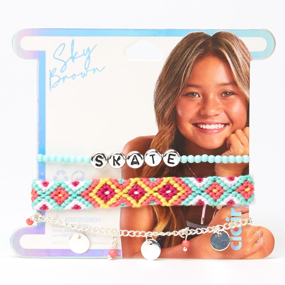 Sky Brown™ Skate Braided bracelets – Mint, 3 pack,
