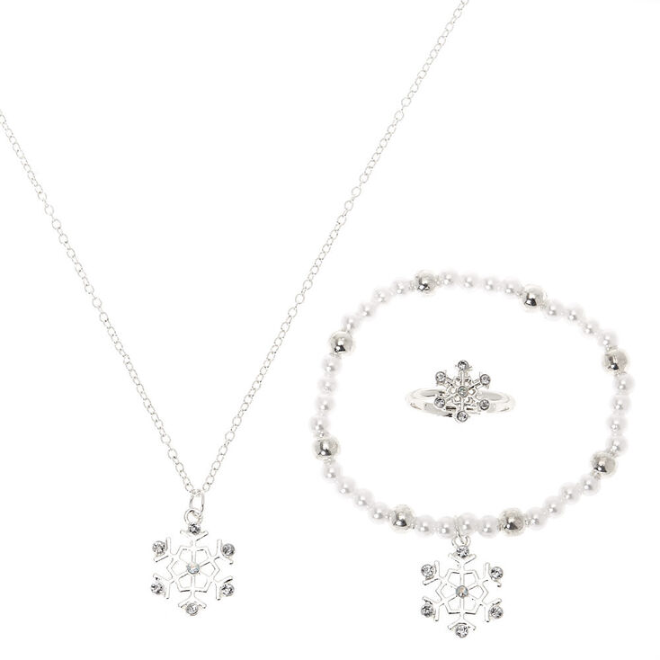 Parure de bijoux flocon de neige couleur argent&eacute; Club&nbsp;Claire&#39;s - Lot de 3,