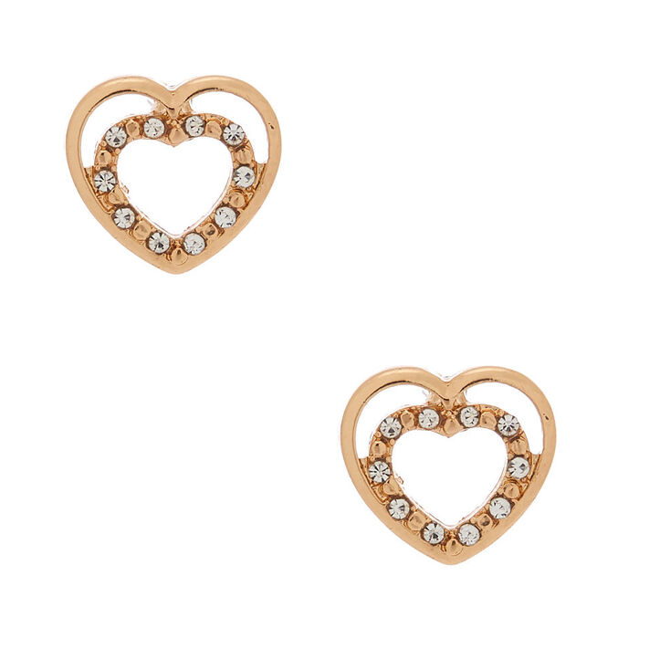 Gold Heart Stud Earrings Claire S Us Gold Heart Stud Earrings