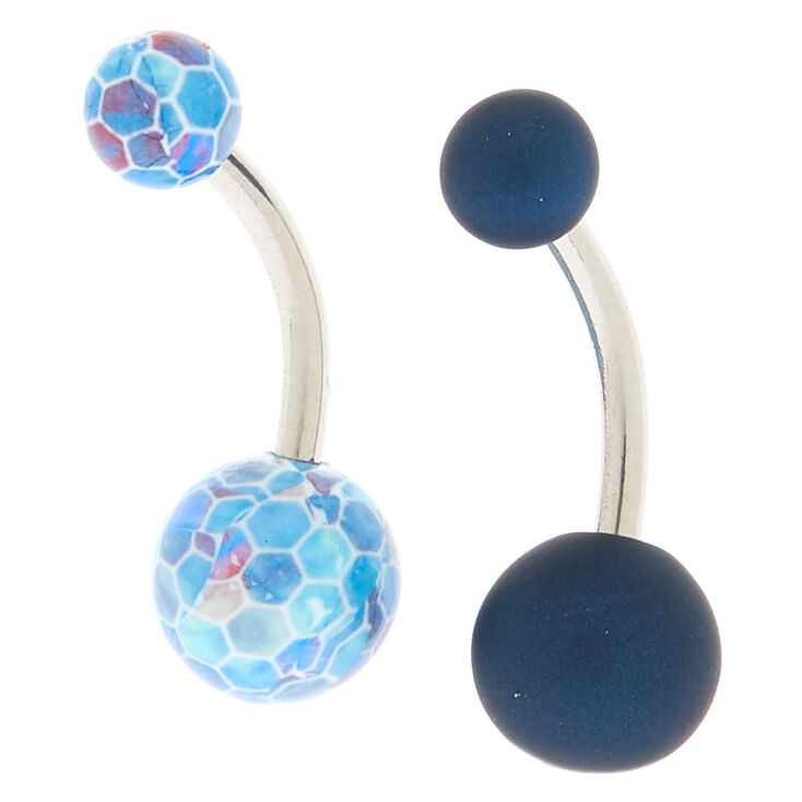 Lot de 2 piercings de nombril bleu marine,