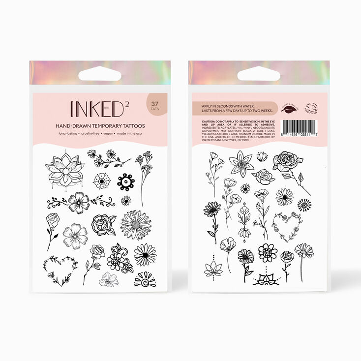 INKED2 Floral Pack Temporary Tattoos,