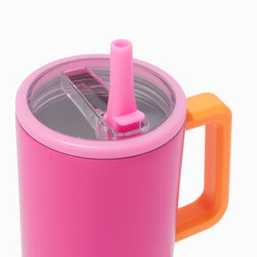 Hot Pink Pink Mini Stainless Steel Handled Tumbler,