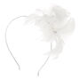 Feather Flower Hair Fascinator Headband - White,