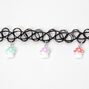 Mushroom Charm Tattoo Choker Necklace - Black,