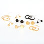 Boucles d&rsquo;oreilles vari&eacute;es disques noirs et couleur dor&eacute;e - Lot de 9,