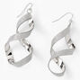 Silver Glitter Twist Drop Earrings,