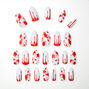 Blood Splatter Stiletto Faux Nail Set - White, 24 Pack,