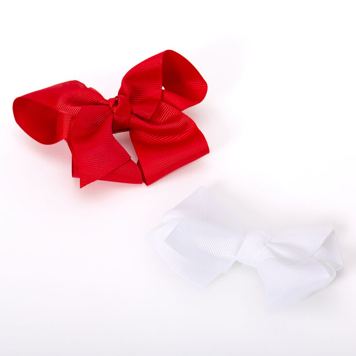 Claire's Club Ribbon Hair Bow - White