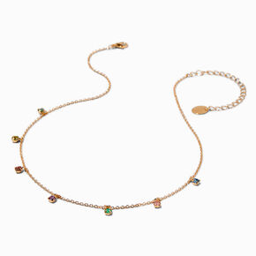 Pastel Crystal Confetti Gold-tone Choker Necklace ,