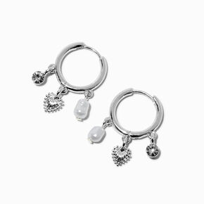 Silver-tone 16mm Charm Clicker Hoop Earrings,