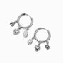 Silver-tone 16mm Charm Clicker Hoop Earrings,