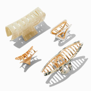 Gold &amp; Ivory Mixed Hair Claws - 4 Pack,