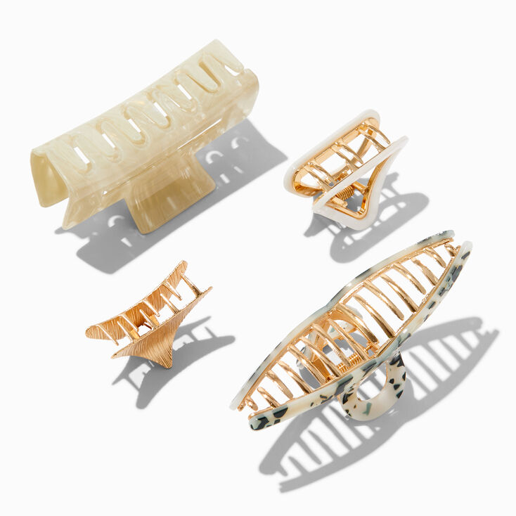Gold &amp; Ivory Mixed Hair Claws - 4 Pack,