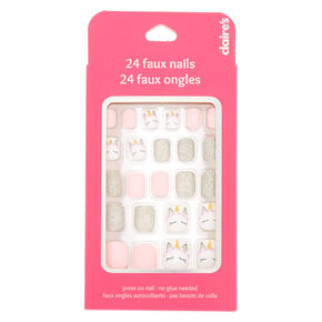 Nail Polish Stickers Fake Nails For S Claire Unicorn Glitter Press On Faux Nail Set 24 Pack