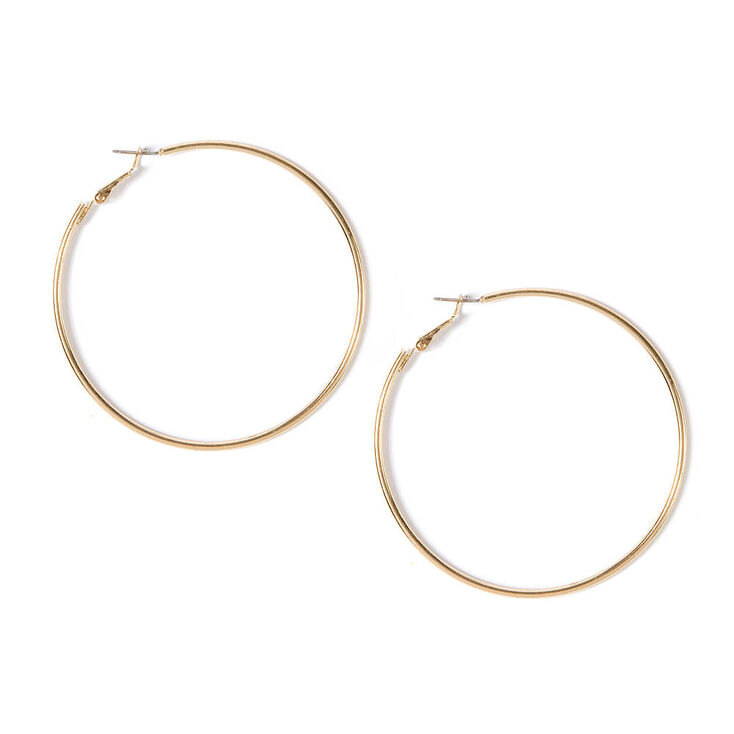 70mm Thin Gold Hoop Earrings Claire S Us 70mm Thin Gold Hoop Earrings