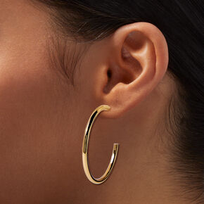 Gold-tone 40MM Post Back Hoop Earrings,