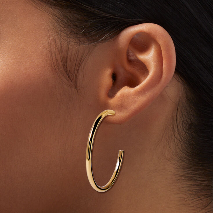 Gold-tone 40MM Post Back Hoop Earrings,
