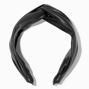 Black Faux Leather Twisted Headband,