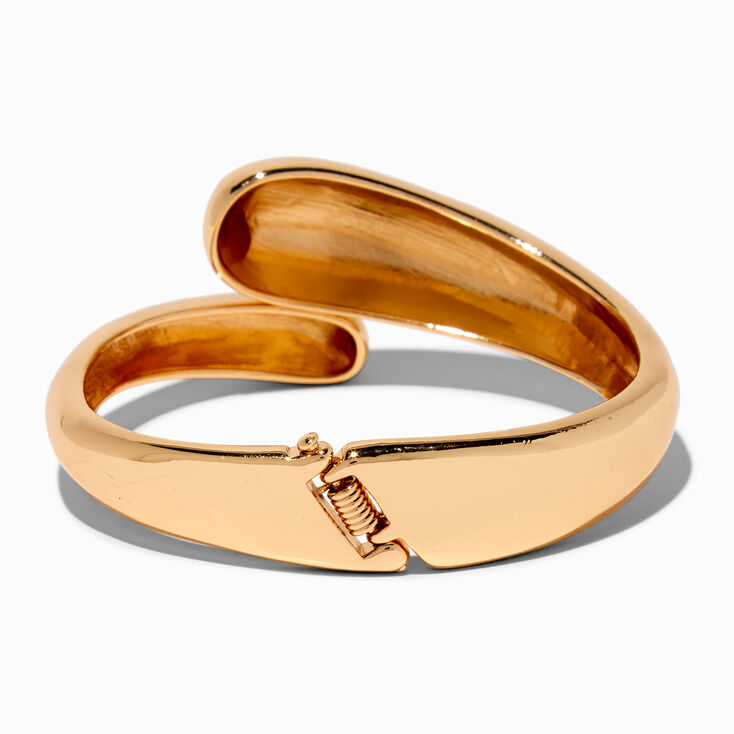 Thick Gold-tone Hinged Bangle Bracelet