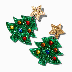 Gemstone Christmas Tree Acrylic Drop Earrings,