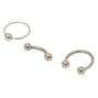 Silver-tone Titanium 16G Mixed Cartilage Earrings - 3 Pack,