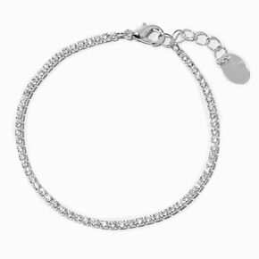 Bracelet tennis avec zircon cubique d&#39;imitation couleur argent&eacute;e,